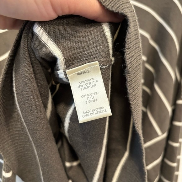 NWT max studio green white stripe polo sweater - Picture 5 of 6